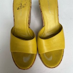 Yellow wedge platform sandals by Charles David, pre-owned in good condition. 9M
